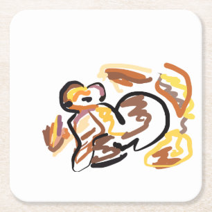 autumn squirrel kind square paper coaster