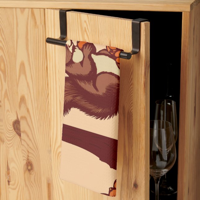 🐿️ Autumn Squirrel Kitchen Towel - (Thirds Fold)