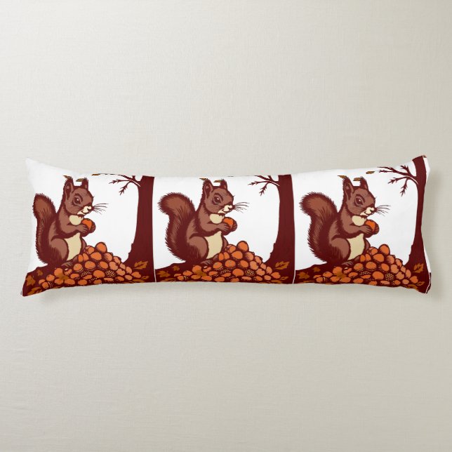 🐿️ Autumn Squirrel Long Pillow - Cosy Body (Front)