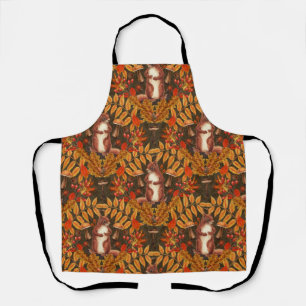 Autumn squirrel on dark brown apron