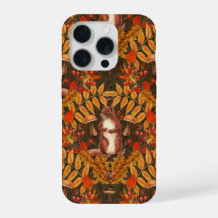 Autumn squirrel on dark brown iPhone 15 pro case