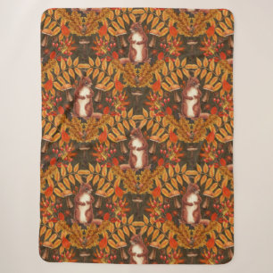 Autumn squirrel on dark brown sherpa blanket
