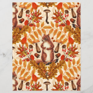 Autumn squirrel on off white