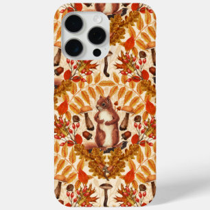 Autumn squirrel on off white iPhone 15 pro max case
