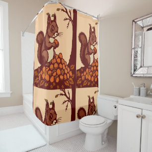 🐿️ Autumn Squirrel Shower Curtain - Bathroom deco