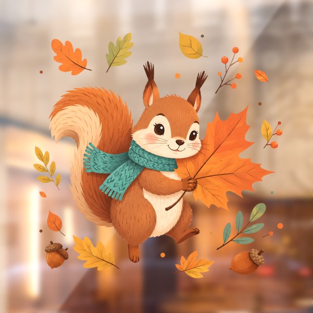Autumn Squirrel Window Cling (Sheet 2)