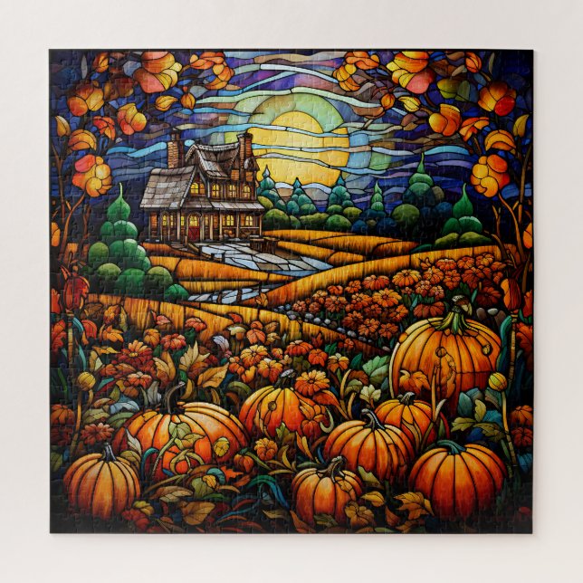 Autumn Stained Glass Puzzle (Vertical)