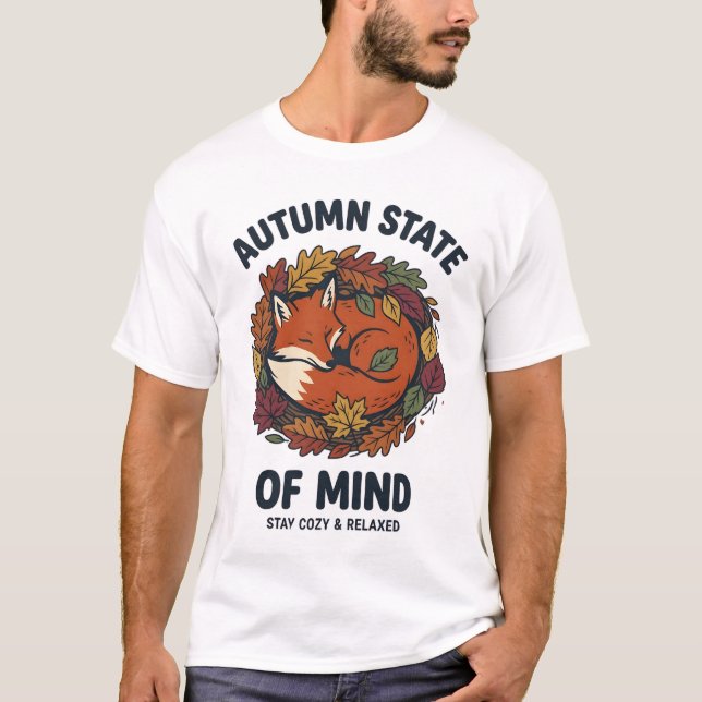Autumn State of Mind Cute Fox T-Shirt (Front)