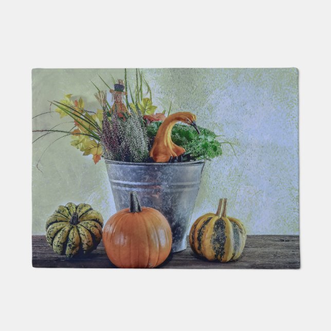 Autumn still life with pumpkins, flowers  doormat (Front)