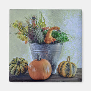 Autumn still life with pumpkins, flowers magnet