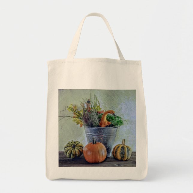 Autumn still life with pumpkins, flowers  tote bag (Front)