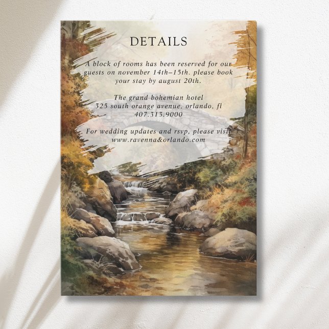 Autumn Stone Bridge River Fall Wedd Details Enclosure Card (Creator Uploaded)