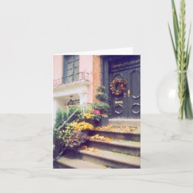 'Autumn Stoop'  Blank Note Card (Front)