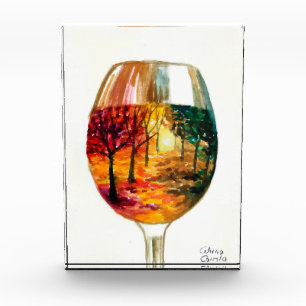 Autumn story in a glass of wine photo block