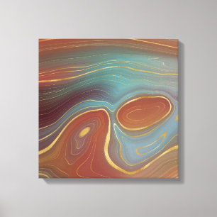 Autumn Strata Terra Cotta Teal and Gold Agate Canvas Print