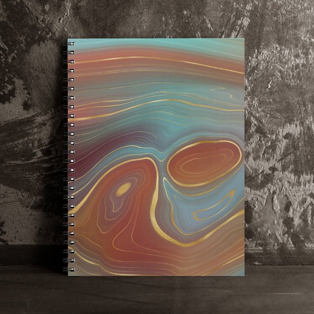 Autumn Strata | Terra Cotta Teal and Gold Agate Notebook (Creator Uploaded)