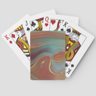 Autumn Strata   Terra Cotta Teal and Gold Agate Playing Cards
