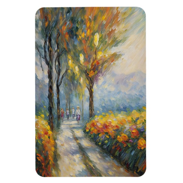 Autumn Stroll Impressionist Pathway Scene Magnet (Vertical)