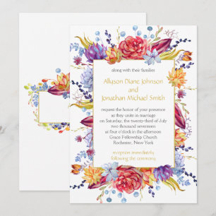 Autumn Succulents Berries Flowers Leaves Wedding   Invitation