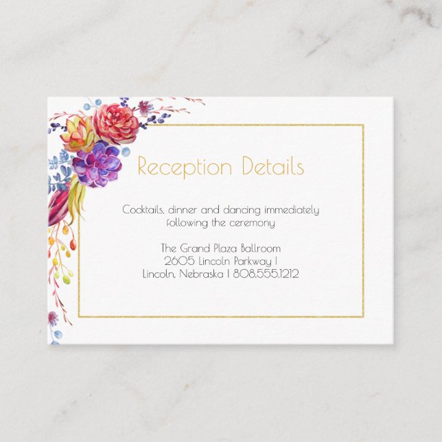 Autumn Succulents Reception Cards (Front)