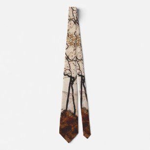 Autumn Sun and Trees by Egon Schiele, Vintage Art Tie