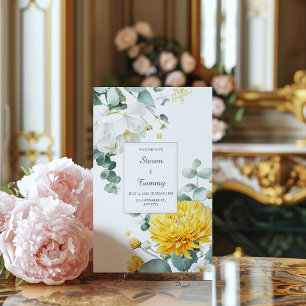 Autumn Sun Yellow Chrysanthemum Wedding Invitation