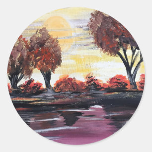 Autumn Sundown Classic Round Sticker