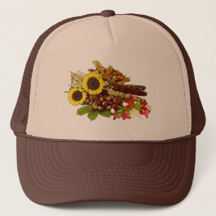 Autumn Sunflower and Corn Bouquet Trucker Hat
