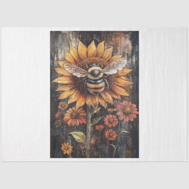 Autumn Sunflower Bee Tissue Paper (Front)