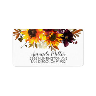 Autumn Sunflower Bouquet Return Address Label