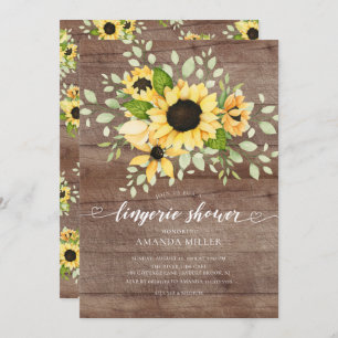 Autumn Sunflower Bridal Lingerie Shower Invitation