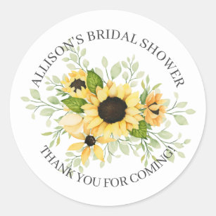 Autumn Sunflower Bridal Shower Thank You Shower Classic Round Sticker