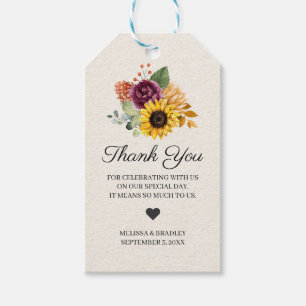Autumn Sunflower Fall Thank You Favour Tag