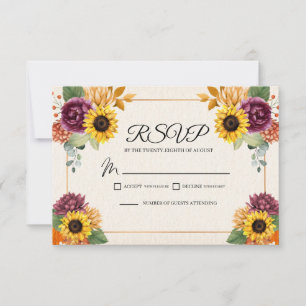 Autumn Sunflower Fall Wedding RSVP Enclosure Card