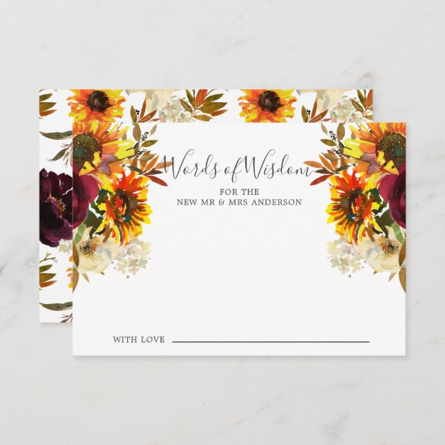 Autumn Sunflower Floral Words of Wisdom Card (Front/Back)