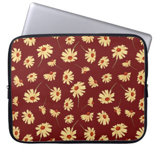 Autumn Sunflower: Maroon Seamless Design Laptop Sleeve