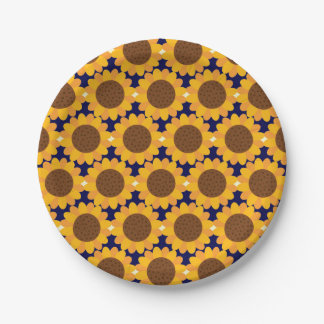 Autumn Sunflower Pattern Paper Plate