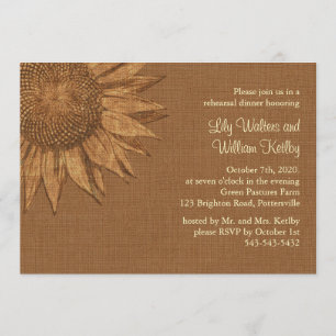 Autumn Sunflower Rehearsal Dinner Invitation