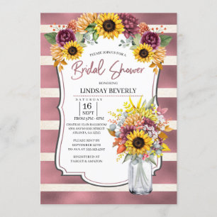 Autumn Sunflower Vase Bridal Shower Invitation