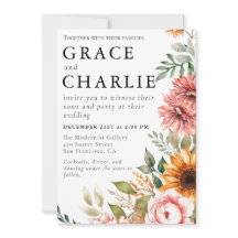 Autumn Sunflower Watercolor Wedding Invitation