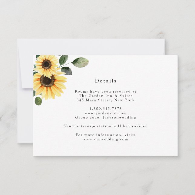 Autumn Sunflower Wedding Details Card (Front)