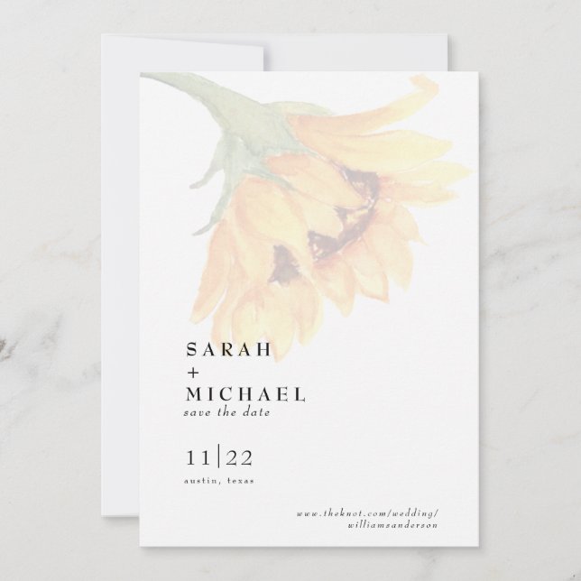  Autumn Sunflower Wedding Save The Date (Front)