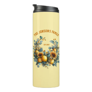 Autumn Sunflowers and Lemons Family Decor Thermal Tumbler