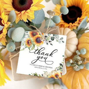 Autumn Sunflowers and Pumpkin Bridal Shower Favour Tags