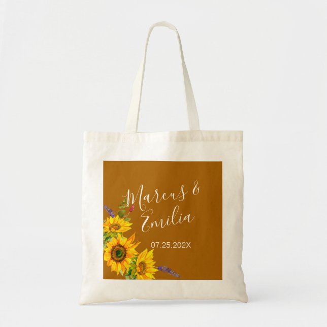 Autumn Sunflowers Custom Wedding  Tote Bag (Front)