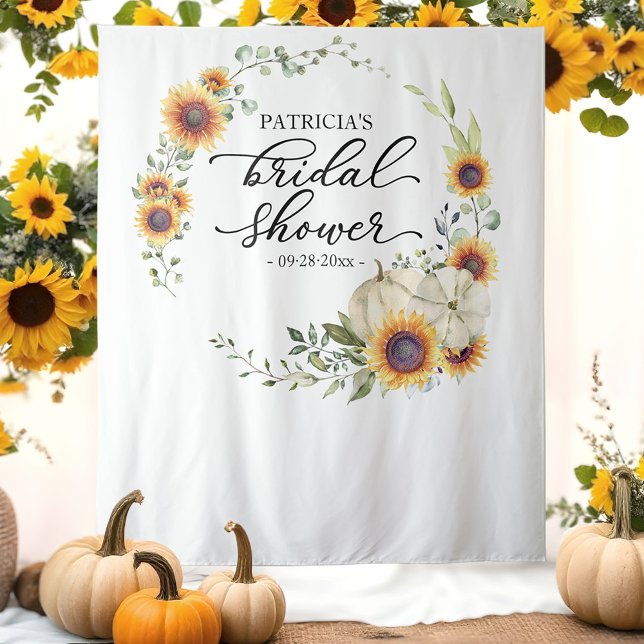 Autumn Sunflowers Pumpkin Bridal Shower Backdrop Tapestry (Creator Uploaded)