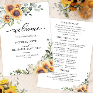 Autumn Sunflowers Pumpkin Wedding Ceremony Program