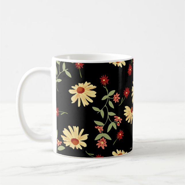 Autumn Sunflowers: Red-Orange Harmony. Coffee Mug (Left)