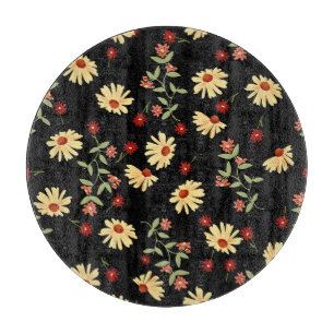 Autumn Sunflowers: Red-Orange Harmony. Cutting Board