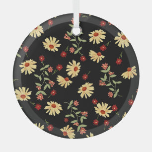 Autumn Sunflowers: Red-Orange Harmony. Glass Tree Decoration